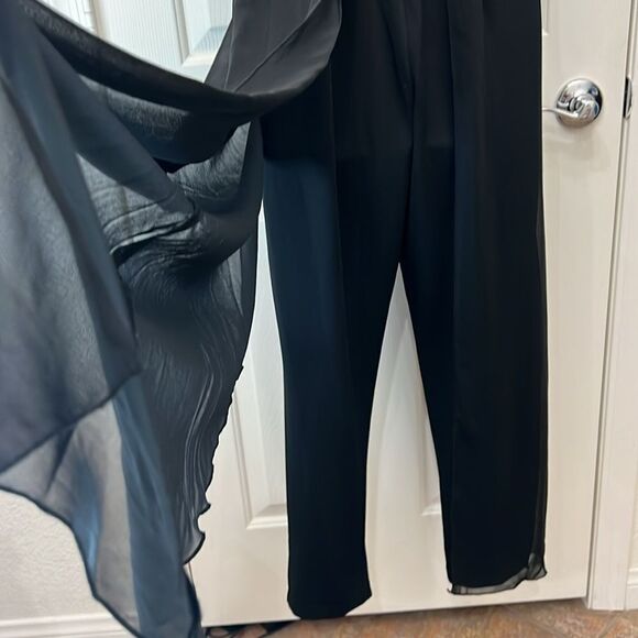 Alex B Nites Jumpsuit Romper Sz 4 Lace  Floral Sequins Sheer Scarf Legs Formal - Picture 7 of 12